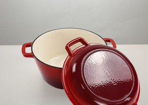Чугунная форма для выпечки с антипригарным покрытием Red.7Qt, эмалированная сковорода с крышкой