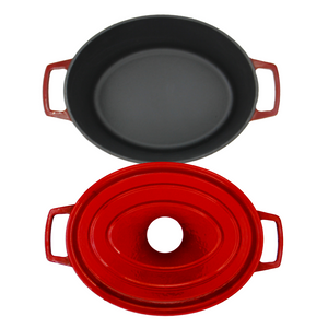 Красная эмаль овальная 4.8Qt чугунная голландская печь для приготовления пищи