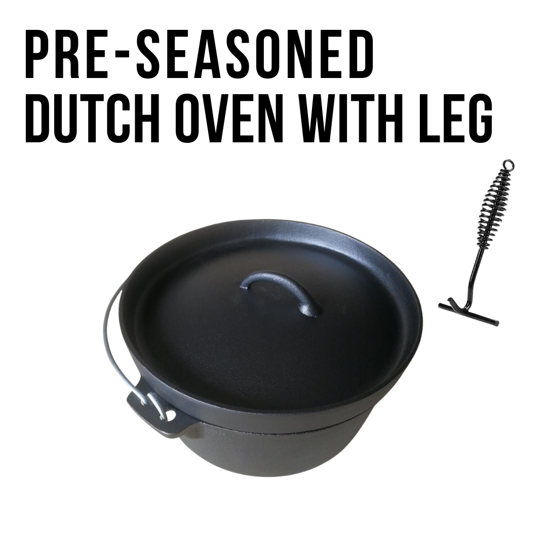 Чугунная голландская печь с антипригарным покрытием черного цвета 7 л для кемпинга