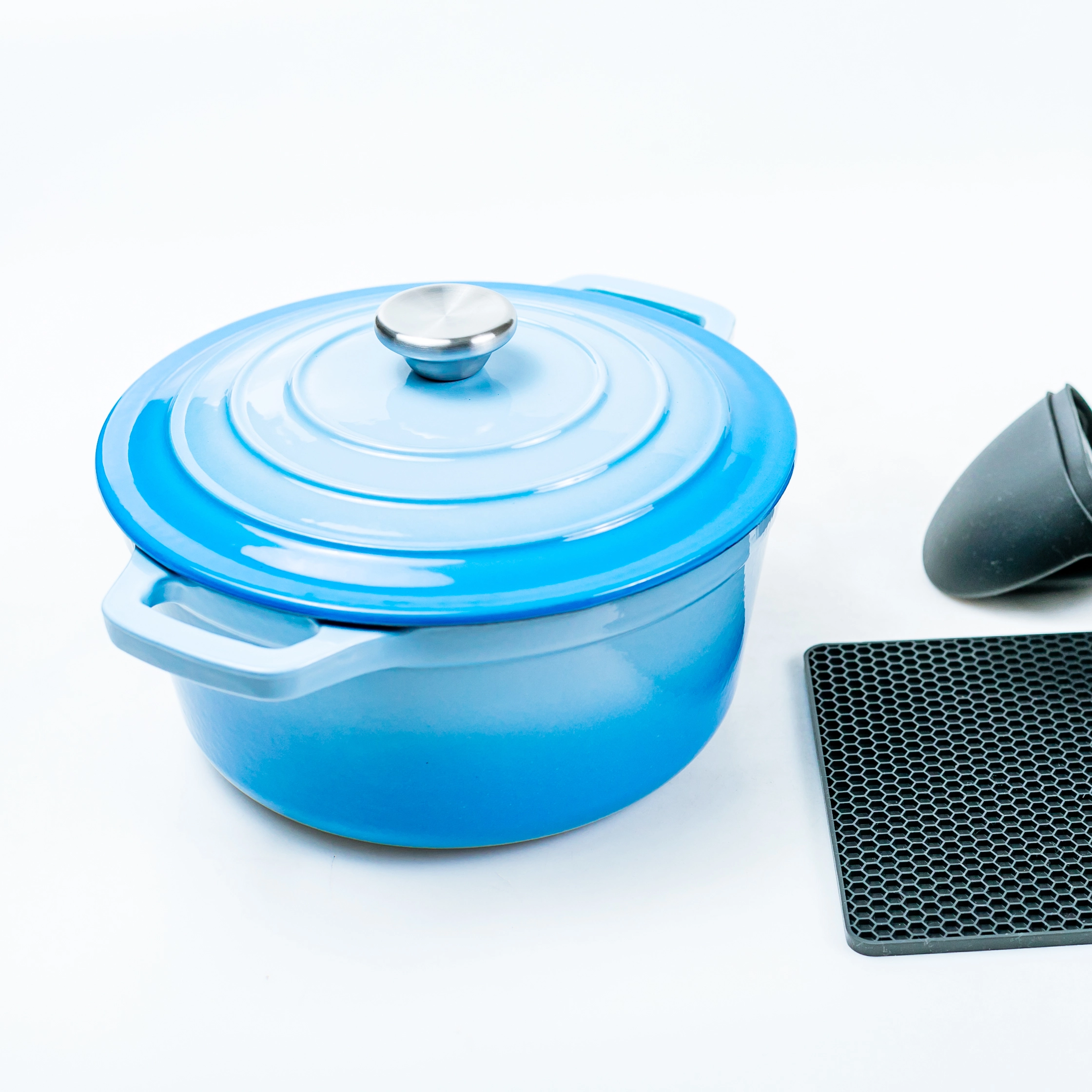 Чугунная кастрюля с покрытием 4,0 л для изготовителей оборудования с синей эмалью для выпечки