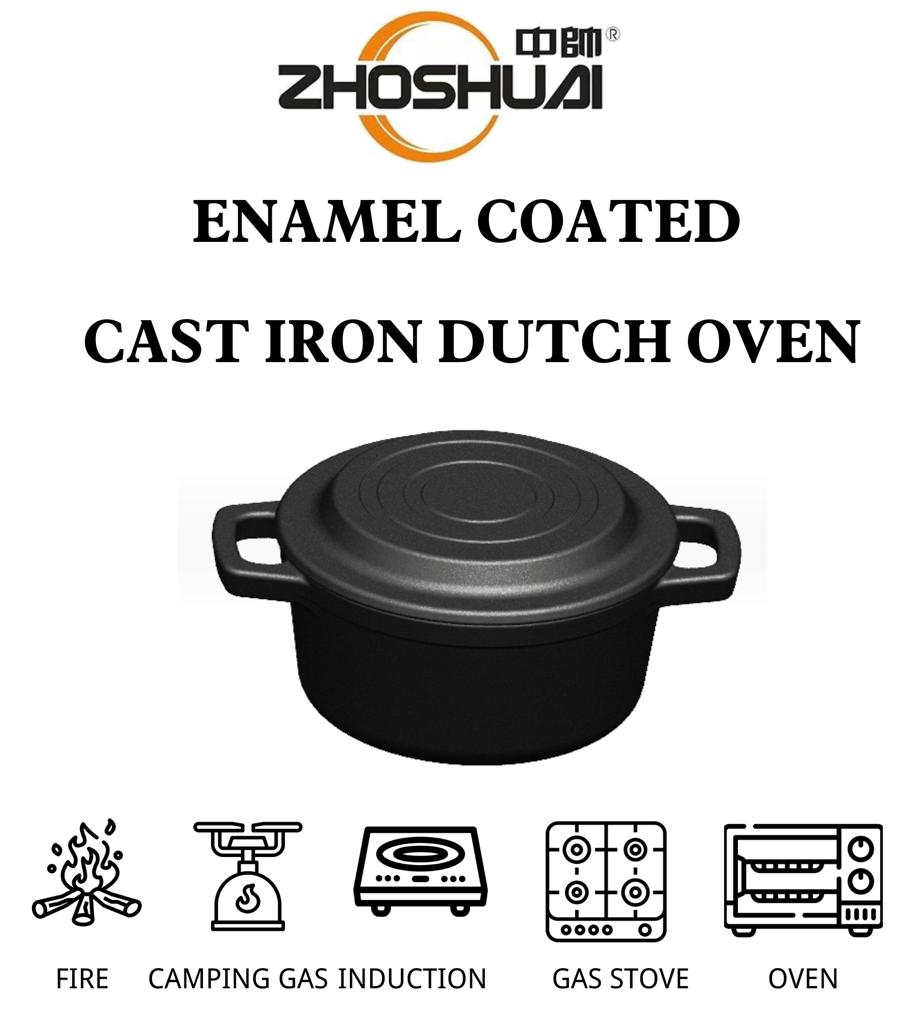 Для использования вне помещений 0.21Qt круглая чугунная голландская печь для кемпинга