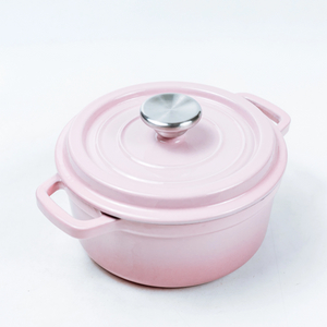 Розовое эмалированное покрытие, круглая чугунная кастрюля для духовки
